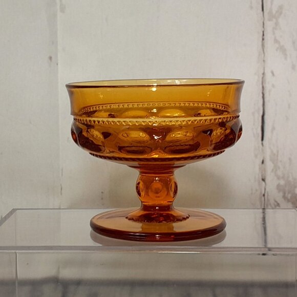 Indiana Colony Glass Color Crown Amber Champagne Sherbet Goblet Bowl Set Of 4 - Picture 2 of 7
